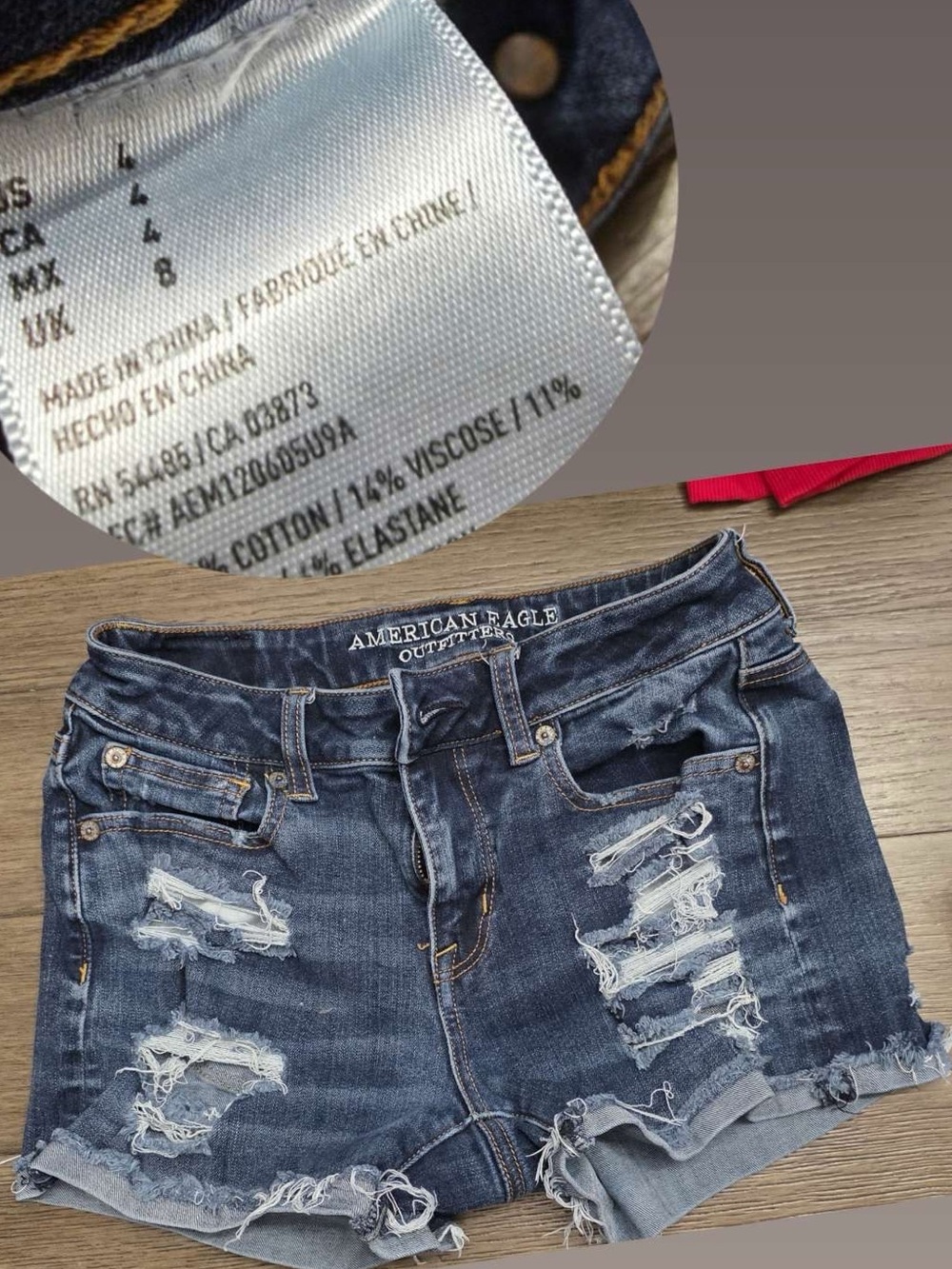 American Eagle Outfitters Dark Blue Distressed Denim Shorts
